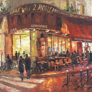 Buy “Cafe Des Deux Moulins” – Limited Edition Giclée on Canvas of People in a Cafe