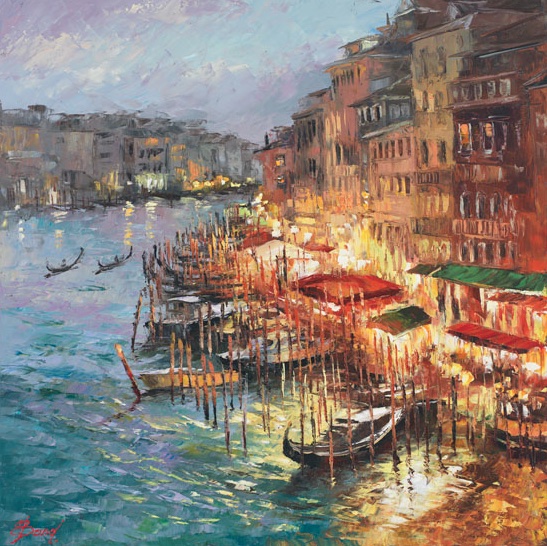 Buy “Lustrous Venice” – Limited Edition Giclée on Canvas Sparkling Lights in Venice