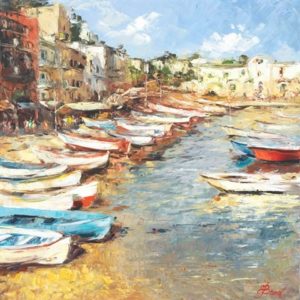 Buy “Mediterranean Fishing Boats” – Limited Edition Giclée on Canvas Boats on the Sea Shore