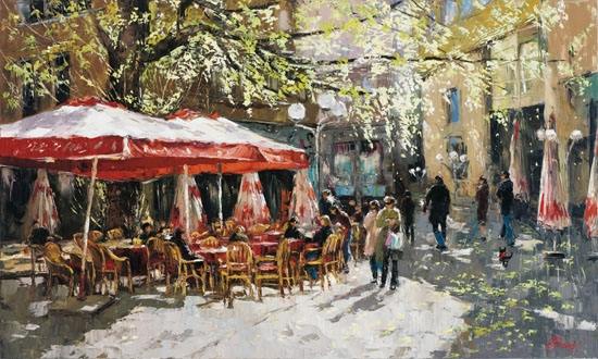 Buy “Parisienne Spring” – Limited Edition Giclée on Canvas People at a Spring Gathering