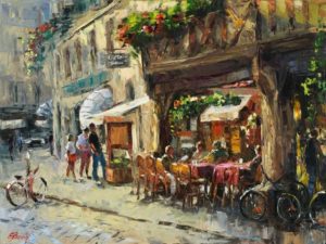 Buy “The Café At Cotes Du Nord” – Limited Edition Giclée on Canvas of Cafe at the Road Side