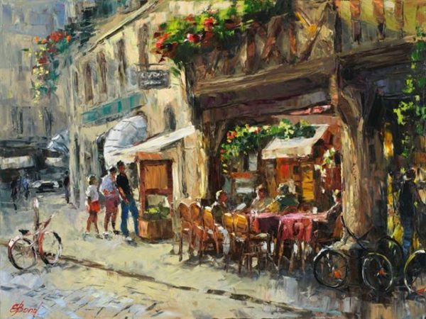 Buy “The Café At Cotes Du Nord” – Limited Edition Giclée on Canvas of Cafe at the Road Side