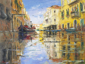 Buy “The Red Gondola” – Limited Edition Giclée on Canvas of a Red Gondola