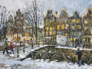 Buy “Winter In Amsterdam” – Limited Edition Giclée on Canvas of Snowflakes