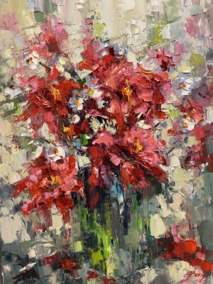 Buy “Shades of Red” – Oil Painting on Canvas of Red Flowers