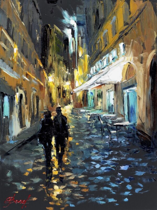 Buy “By Your Side” – Oil Painting on Canvas of a Couple at Night
