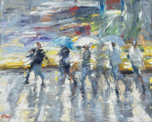 Buy “Rustling Crosstown” – Oil Painting on Canvas of People Crossing the Road
