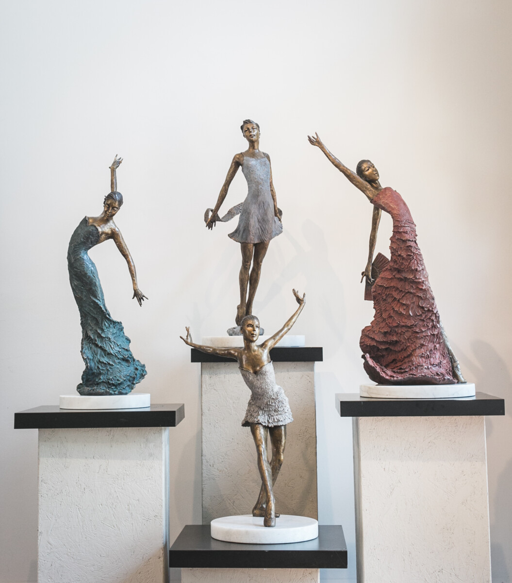 Dancers in bronze sculptures by Elena Bond