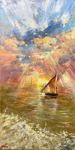 Buy “Sunlit Sailboat” – Oil Painting on Canvas of a Boat in the Sun