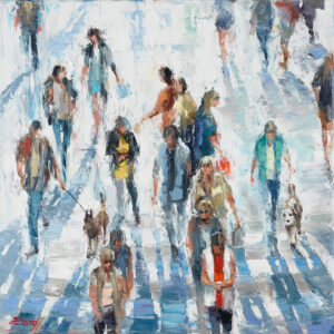 Buy “City Wakes” – Oil Painting on Canvas of Morning People in the City