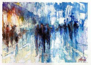 Buy “Evening Out” – Oil Painting on Paper of People in the Street