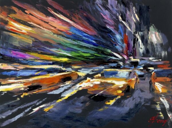 Buy “Midnight Hour” – Oil Painting on Canvas of Rush Hour in the City