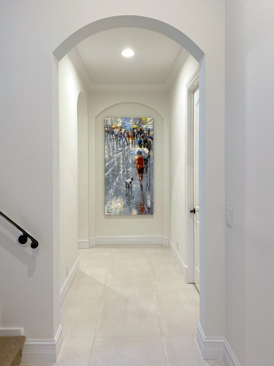 Elena Bond's art installed in corridor