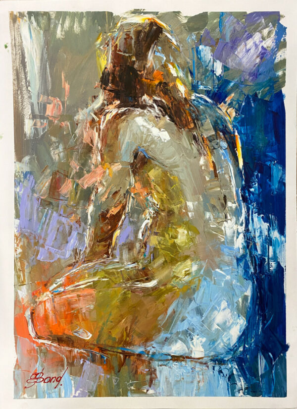 Buy "The Bather" - Oil Painting on Paper Featuring a Female Dancer at Bath