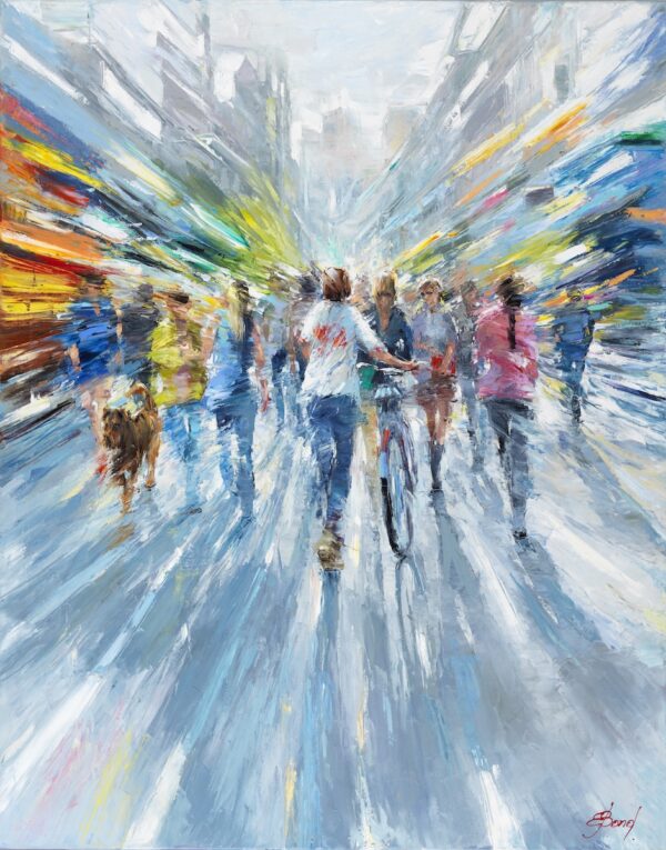 Buy "Life is a Ride" - Limited Edition Giclée Print on Canvas with People Walking on Street